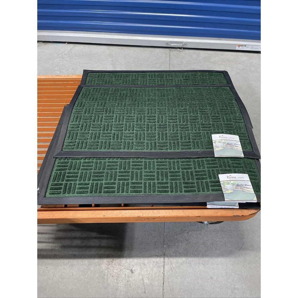 Riviera Home Textured Basketweave 18 X 30 Door Mat - Green - SET OF TWO